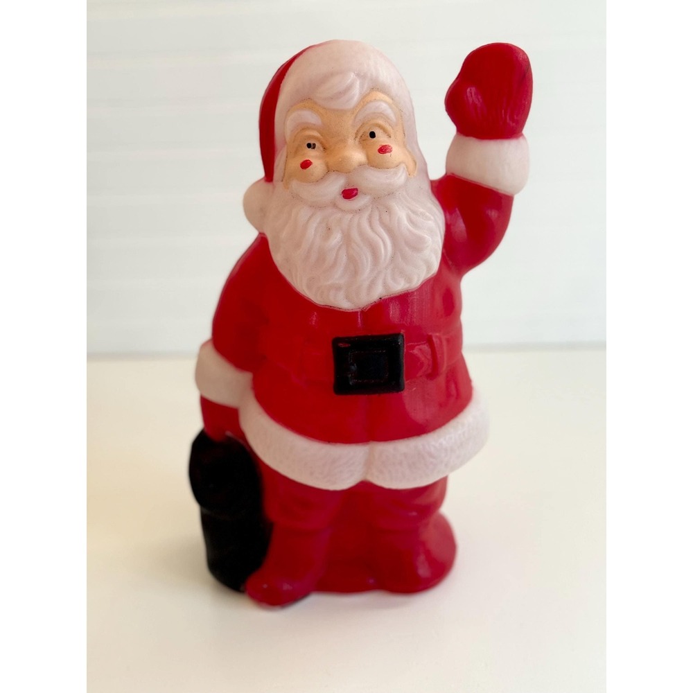 Vintage tabletop waving Santa blowmold 13"- working